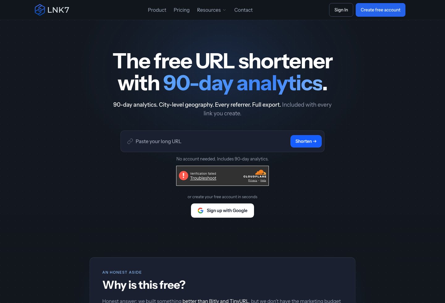 LNK7 website preview