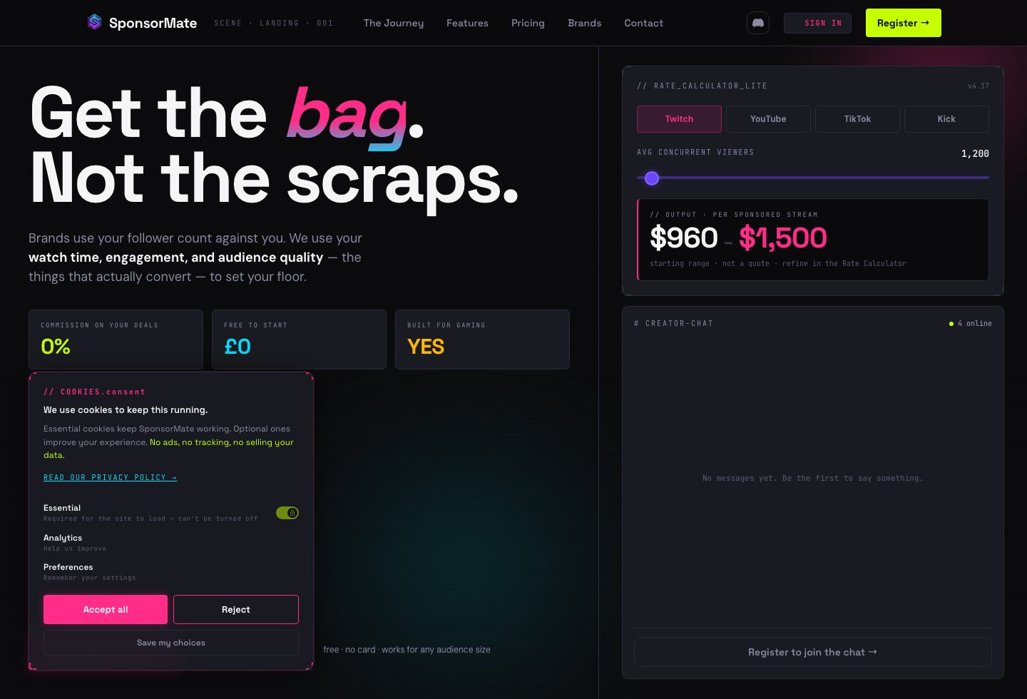 Sponsormate website preview